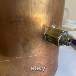 Vintage Copper Moonshine Whiskey Still With Lid /Wooden Handle Approx 5 Gallon