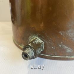 Vintage Copper Moonshine Whiskey Still With Lid /Wooden Handle Approx 5 Gallon