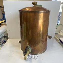 Vintage Copper Moonshine Whiskey Still With Lid /Wooden Handle Approx 5 Gallon