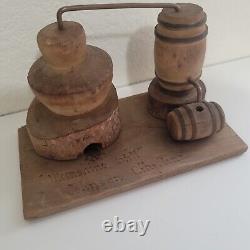 Vintage Folk Art Souvenir Wood Carved Moonshine Still Johnson City Tennessee