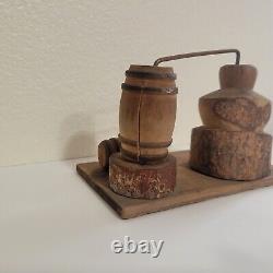 Vintage Folk Art Souvenir Wood Carved Moonshine Still Johnson City Tennessee