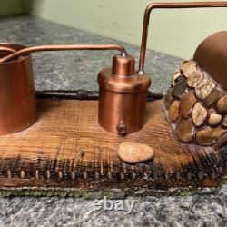 Vintage Mountain Moonshine Copper Still On Tennessee Shaped Wood Base Souvenir