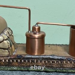 Vintage Mountain Moonshine Copper Still On Tennessee Shaped Wood Base Souvenir