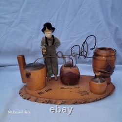 Vintage Mt. Dew Moonshine Still Jug Wood Decoration Souvenir Made USA Shot Glass
