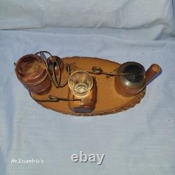 Vintage Mt. Dew Moonshine Still Jug Wood Decoration Souvenir Made USA Shot Glass