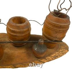 Vintage Rustic Wood Folk Art Sculpture Moonshine Still Barrels Cabin Decor