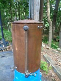 Vintage copper container water barrel moonshine still spout coffee urn 27x17 28G