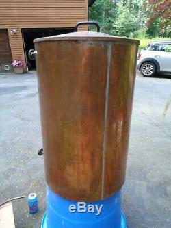 Vintage copper container water barrel moonshine still spout coffee urn 27x17 28G